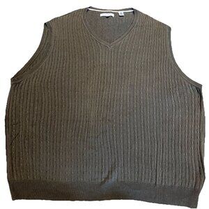 Alex Cannon Men's Cable Knit Sweater Vest Size XL Brown 100% Cotton Golf Tennis